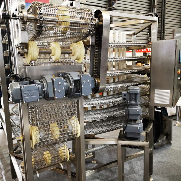 JMC减速电机应用于烘焙冷却网带螺旋输送机